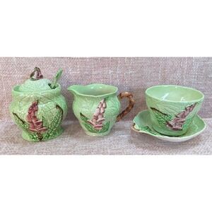 5 PCS VINTAGE CARLTON WARE GREEN FOXGLOVE